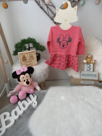 Jolie robe manche longue rose Minnie Disney Baby bébé fille 2mois 6mois 62cm 68cm 