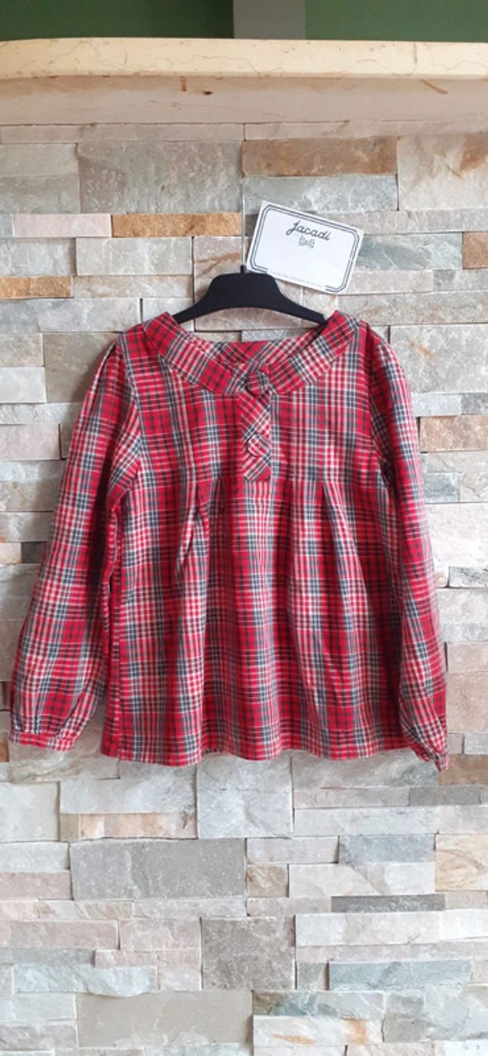 Haut blouse rouge à carreaux 6 ans Jacadi - photo numéro 3