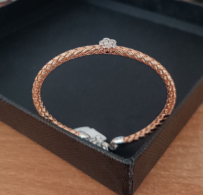 Valenzi, bracelet enfant, Argent rosé 925 et fleur d'oxyde de zirconium. Neuf