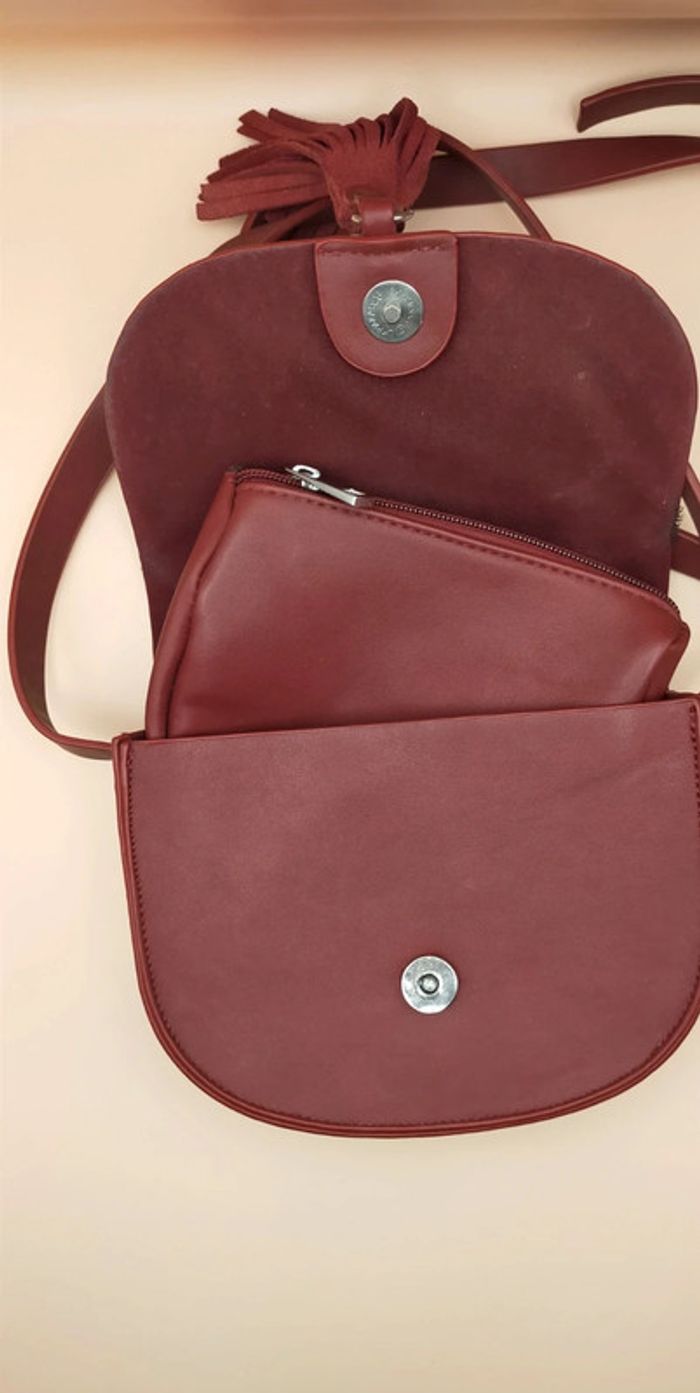 Sac à main en cuir, artisanal, bordeaux - photo numéro 8