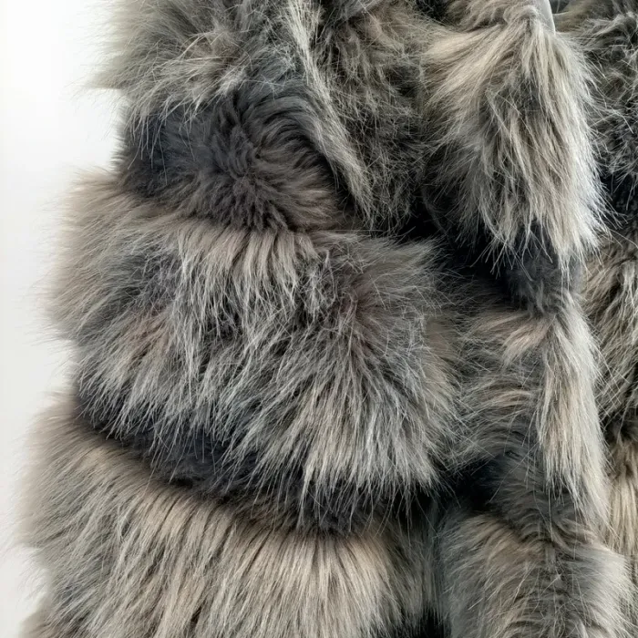 Veste fourrure, 40 M/L Manteau court fourrure synthétique - gris - Soirée - photo numéro 5