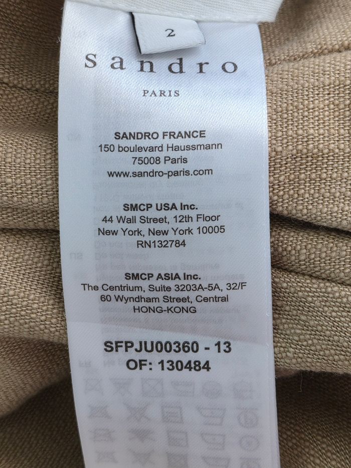 Jupe Sandro beige lin et coton taille haute boutons dorés T2 - photo numéro 5