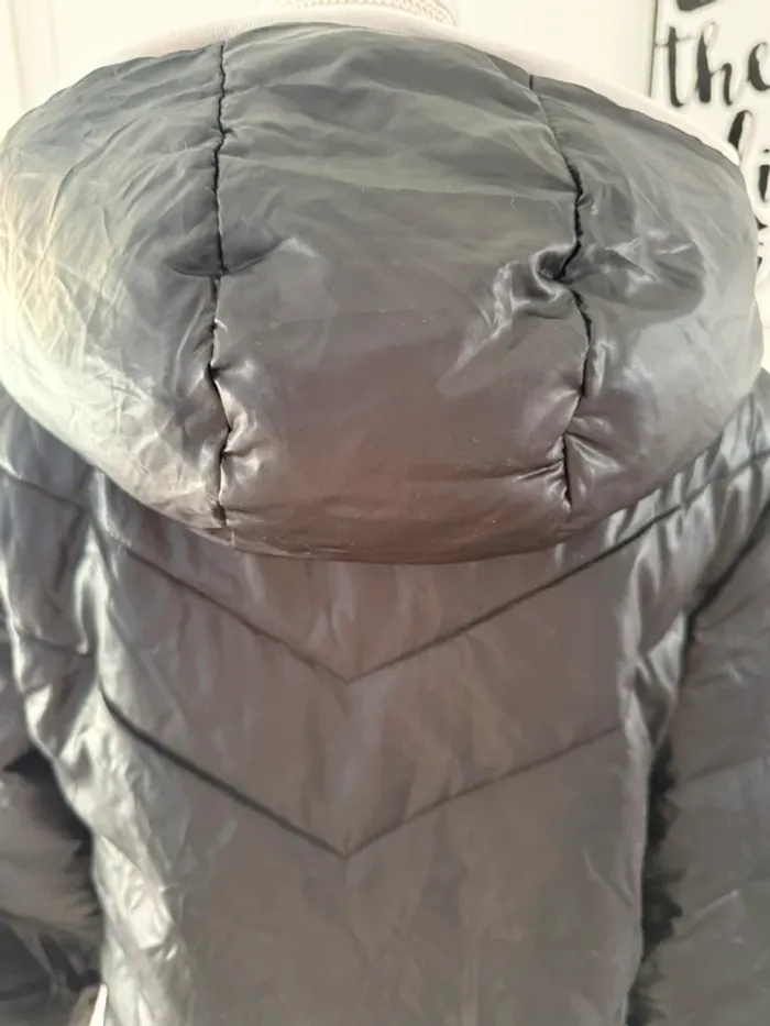 Maje Doudoune Noire Capuche Léopard Taille 36/38 - photo numéro 5