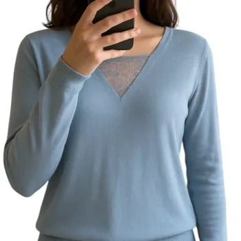 Pull fin manches longue M/L avec dentelle