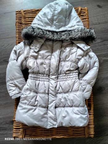 🎀 Manteau Doudoune Gris – Taille 3 Ans / 98 cm – Capuche Amovible – Très Bon État
