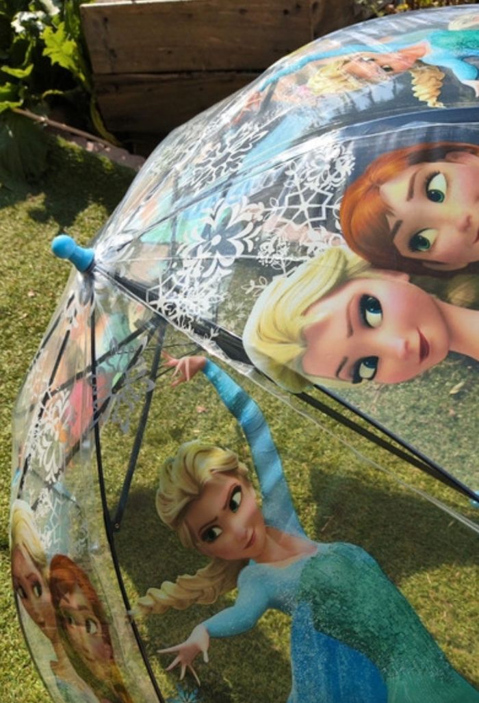 Parapluie reine des neiges  bleu  transparent pour enfant - photo numéro 2