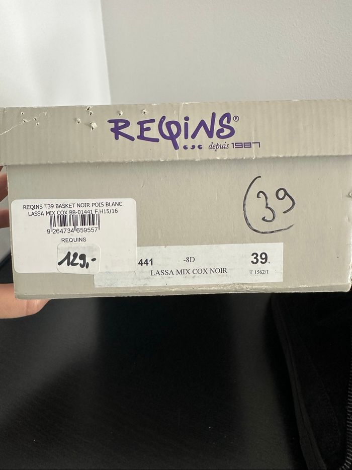 Baskets en cuir noir et crème Reqins T39 - photo numéro 6