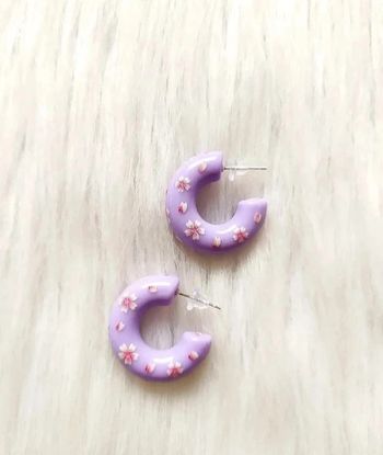 Boucles d'oreilles anneaux petites créoles à fleurs