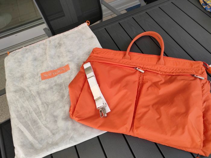 sac de voyage weekend orange soft grey nylon - photo numéro 2