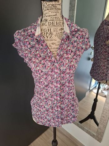 Chemisier manches courtes, esprit sport, taille XS