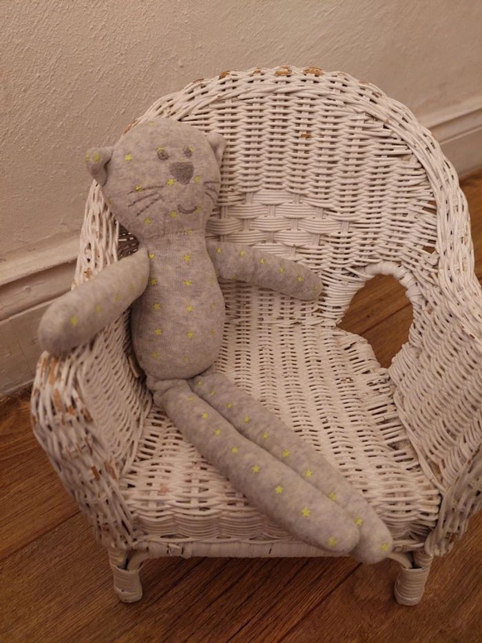 Doudou chat gris et étoiles jaunes Bout'chou - photo numéro 3