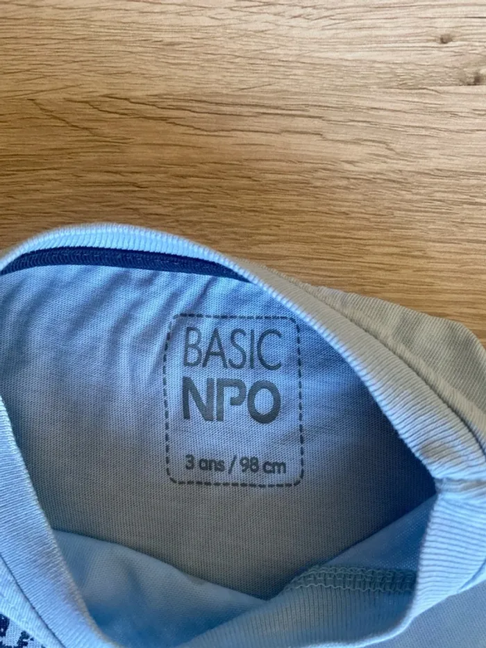 Tee-shirt manche courte bleu clair imprimer voiture 3 ans Basic NPO - photo numéro 3