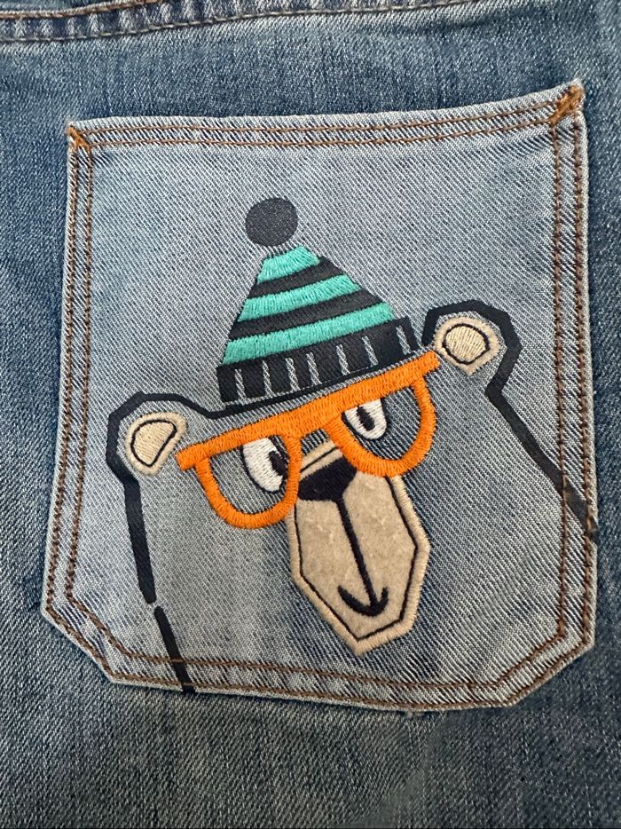 Jean bleu doublé coton intérieur gris taille 9 ans 134 cm tres bon état palomino - photo numéro 3