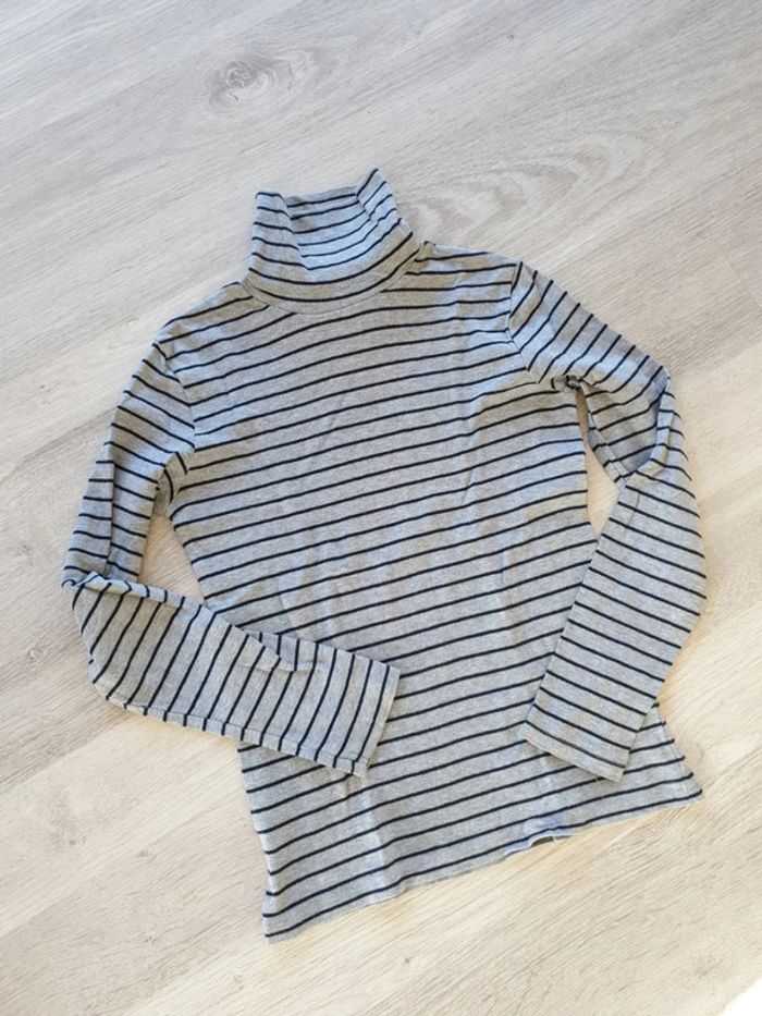 Sous-pull mixte gris et bleu marine 12 ans