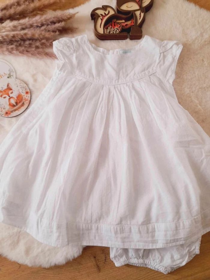 Robe blanche + culotte 12 mois Obabi neuve - photo numéro 2
