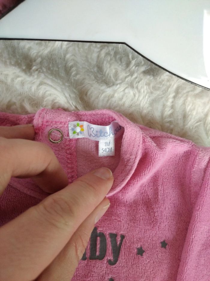 Pyjama grenouillère velours Fille 1 mois "Magic Baby" étoiles et baguette magique Kitchoun - photo numéro 6