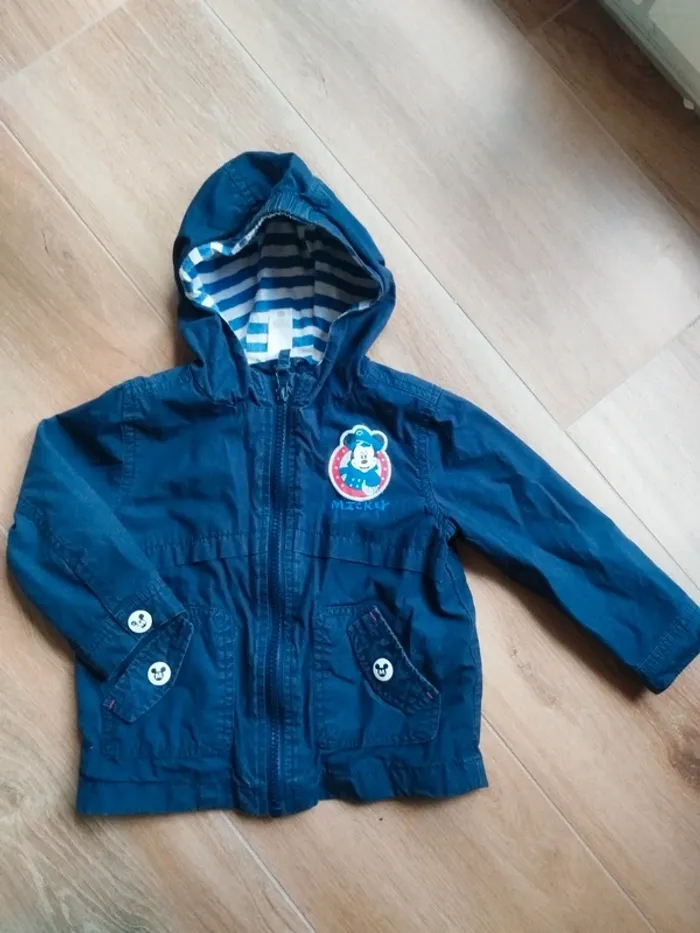 Veste coupe-vent bleu Mickey 80cm