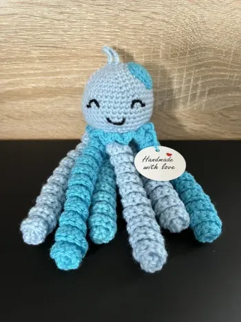🐙 Pieuvre apaisante pour bébé prématuré fait main 💙 Prématuré, jusqu'à 44cm Neuf avec étiquette
