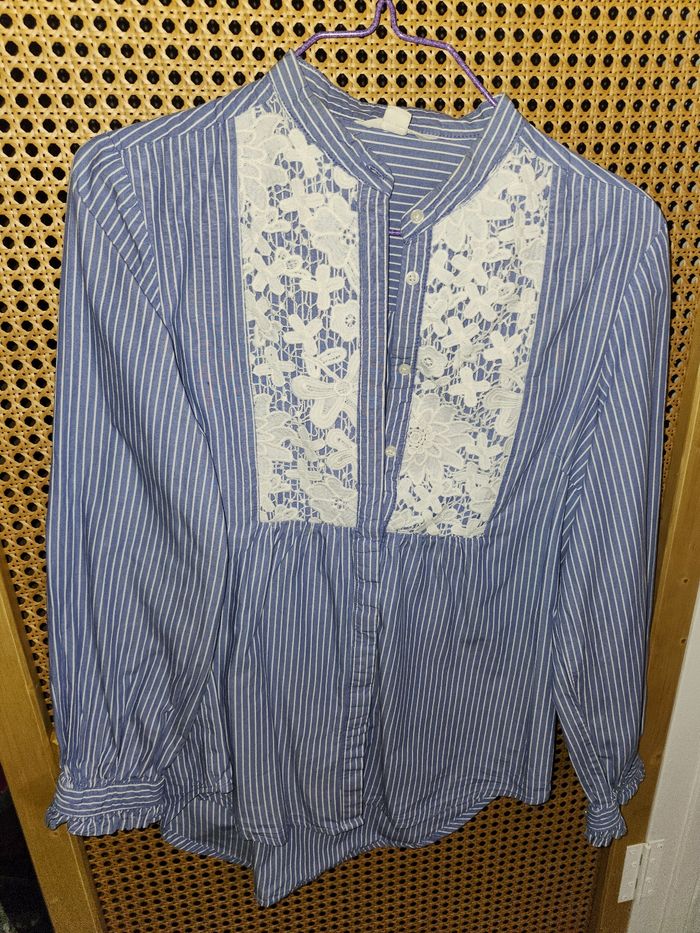 Blouse rayée  avec broderie
