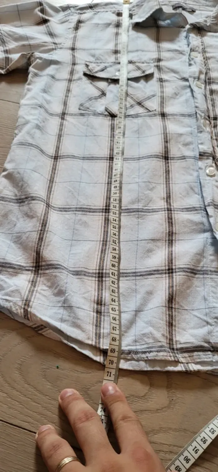 Chemise à carreaux homme Texman taille L – Blanc bleu - Très bon état - photo numéro 10