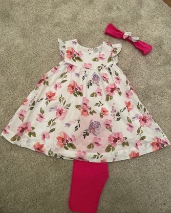 Ensemble robe collant bandeau bébé fille