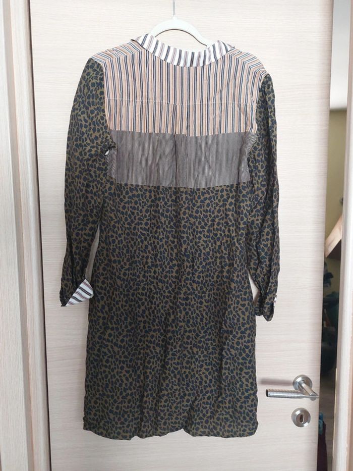 Robe à rayures leopard imprimé verte marron - photo numéro 5