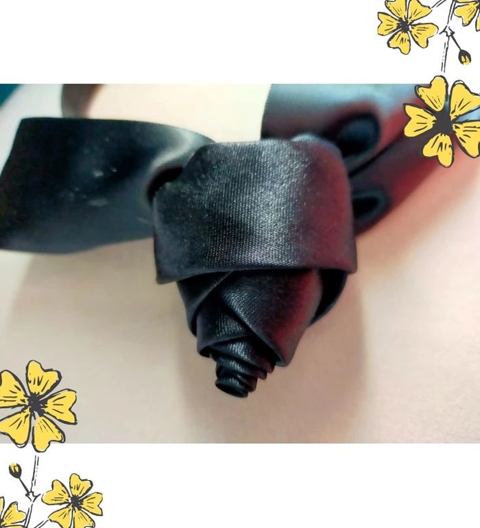 Serre-tête noir élégant avec nœud en satin façon rose – Style chic intemporel - photo numéro 11