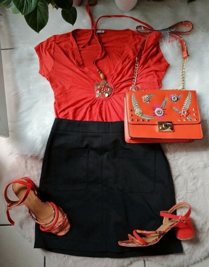 Tee shirt bijoux corail Blanche Porte 42/44