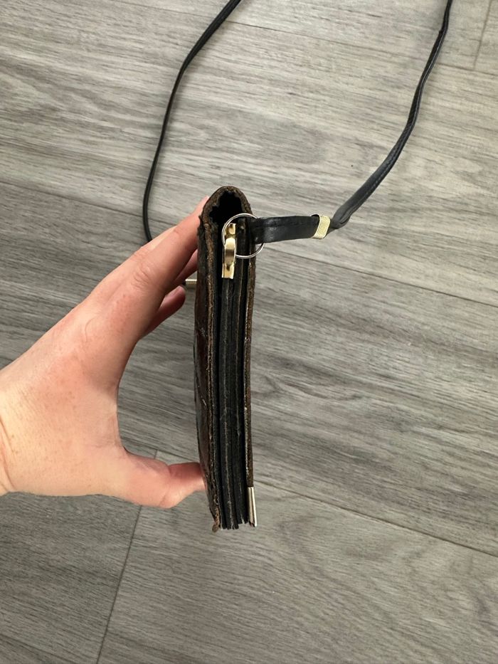 Pochette en cuir de vachette embossée noire Vintage - photo numéro 6