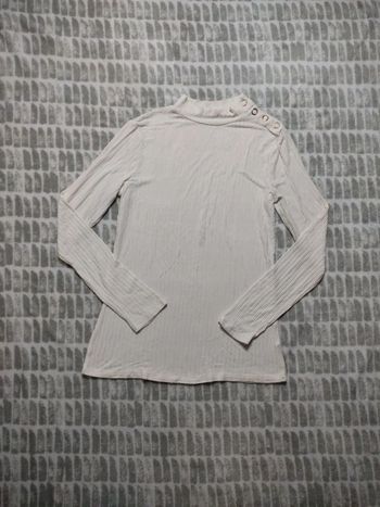 Tee-shirt manches longues écru col montant camaïeu taille 38
