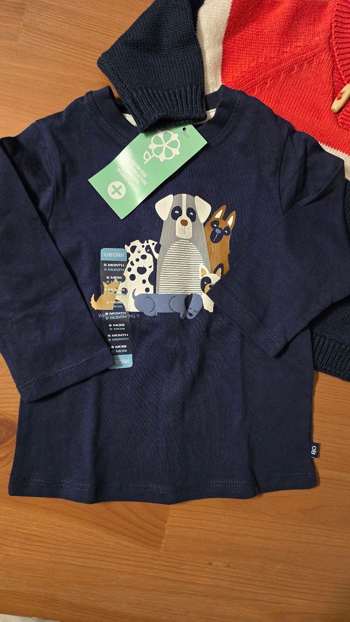 (Neufs non portés) 🏷🏷🥰💙 pull et teeshirt ml 6mois Garçon 💙🥰 - photo numéro 3