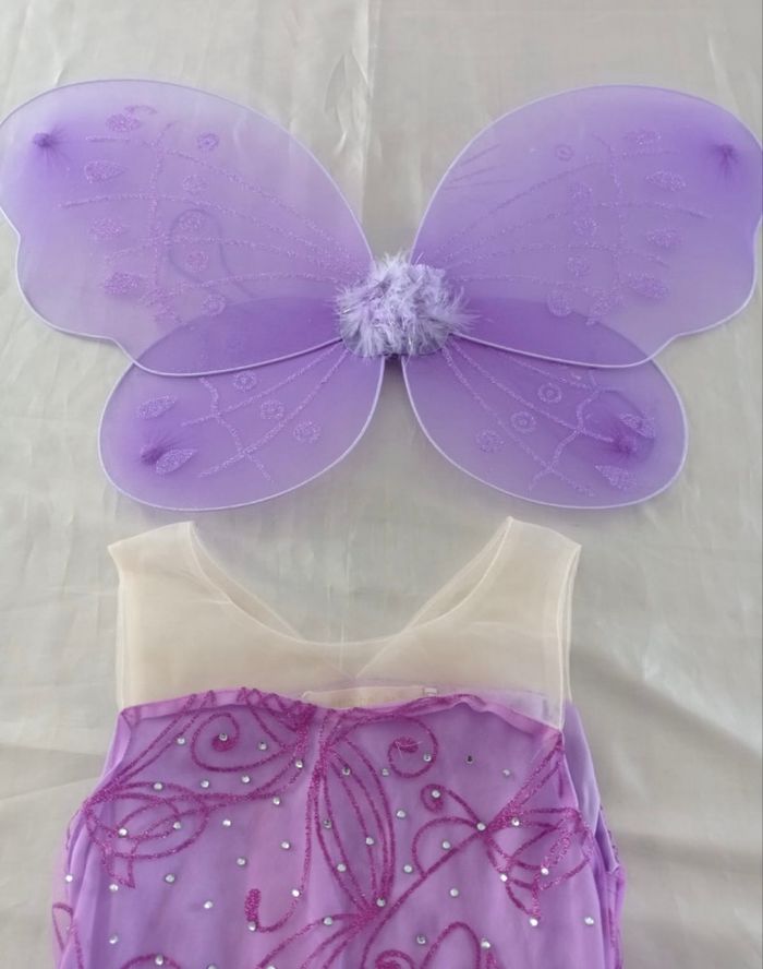 Déguisement robe princesse violette aile de papillon 4-5ans - photo numéro 2