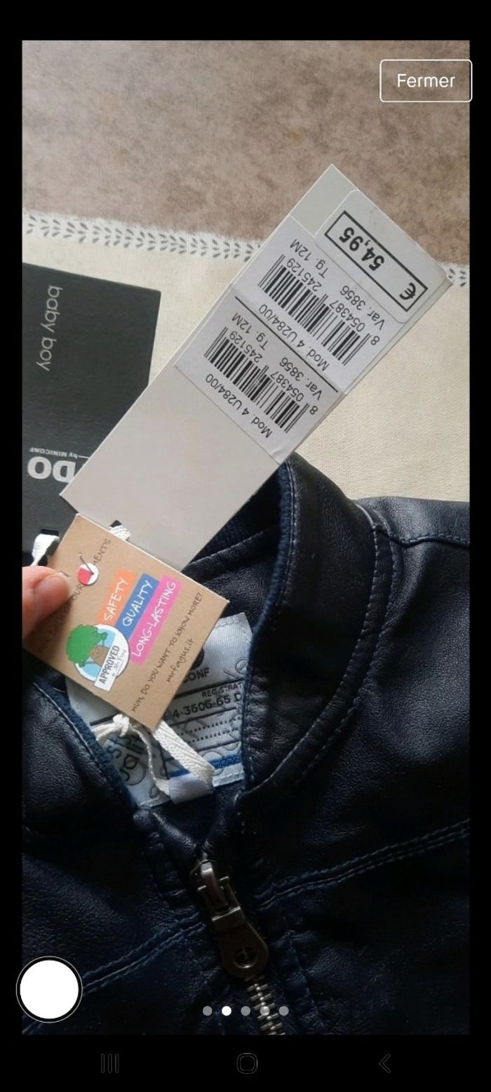 Veste simili en cuire bleu foncé 12 mois - photo numéro 2