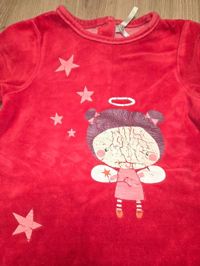 Joli pyjamas / grenouillère en velours fille 12 mois - photo numéro 3