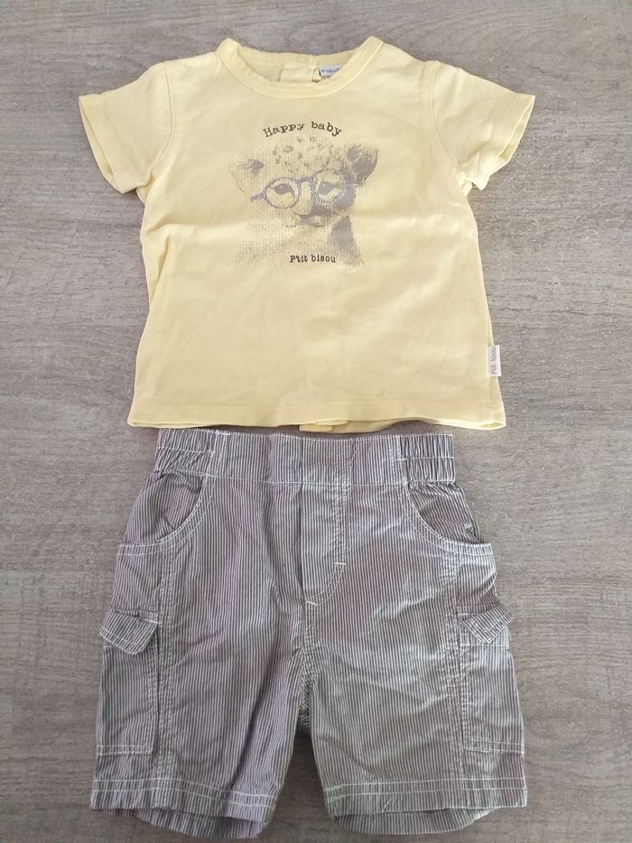 Ensemble short/t-shirt P'tit bisou garçon 6 mois