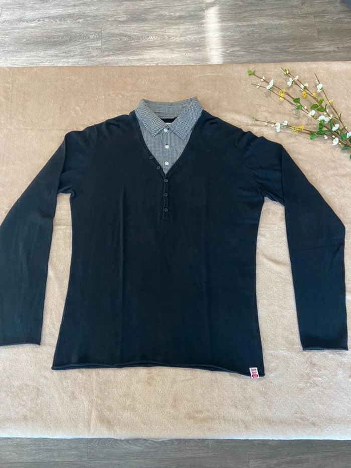 Pull fin col chemise homme XL