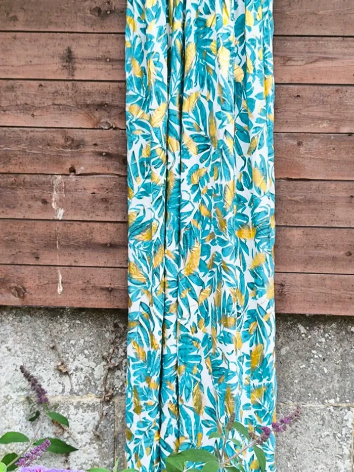 Robe longue imprimée tropicale verte et dorée été taille 40/42 - photo numéro 9