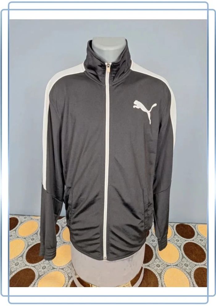 veste légère / Track jacket puma vintage/ homme noir et blanc - taille L - floqué (396)