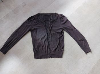 Gilet gris et broderies taille 38 Bonobo