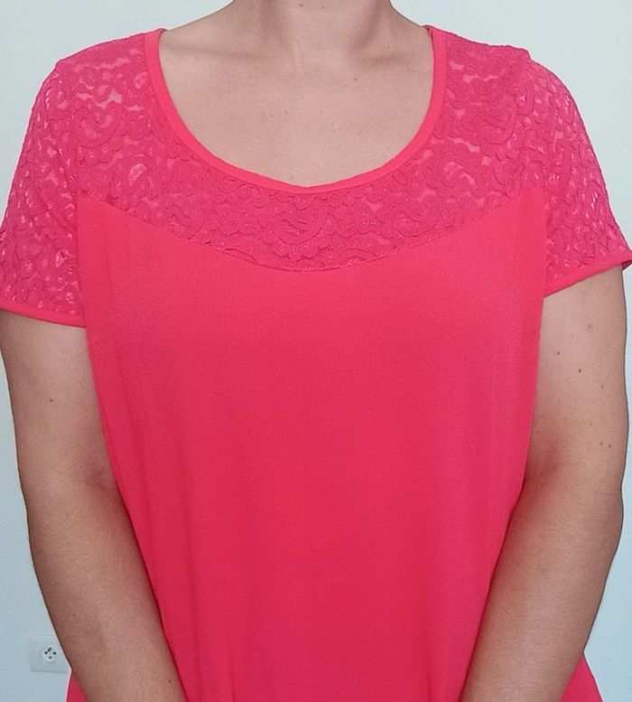 Blouse manches courtes dentelles taille xl - photo numéro 3