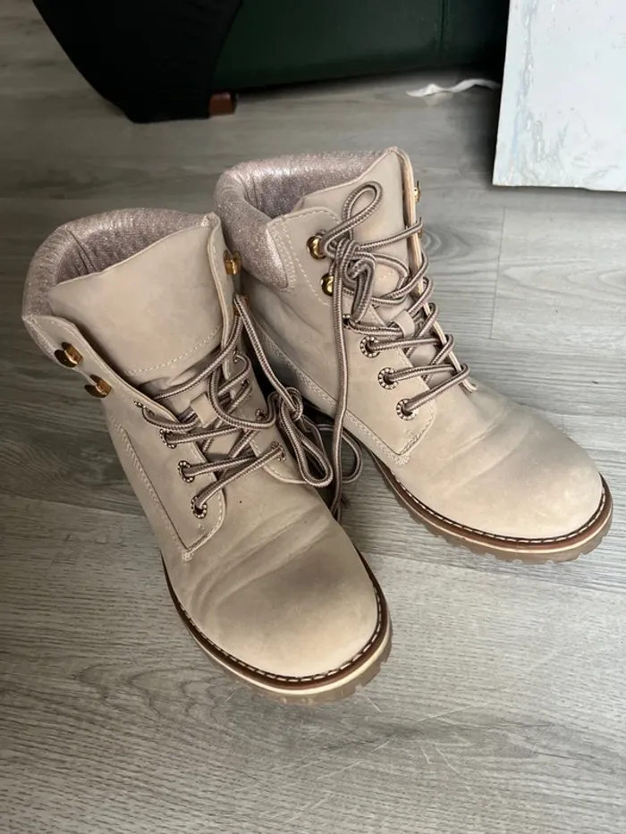 Bottines roses / beiges - photo numéro 3