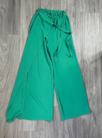 Pantalon fluide jambes larges vert T38 M