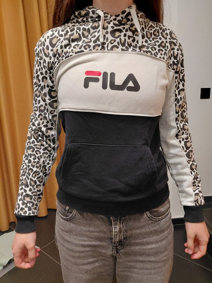 Sweat à capuche blanc, noir et léopard - photo numéro 1