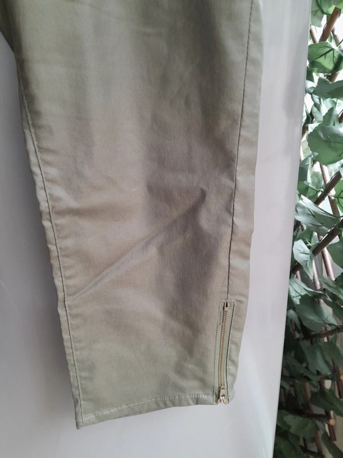 Pantalon couleur kaki, coton ciré, taille 50, Marque Blanche Porte - photo numéro 3