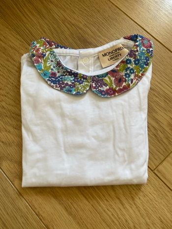 34-36 mois body col liberty Monoprix manches longues