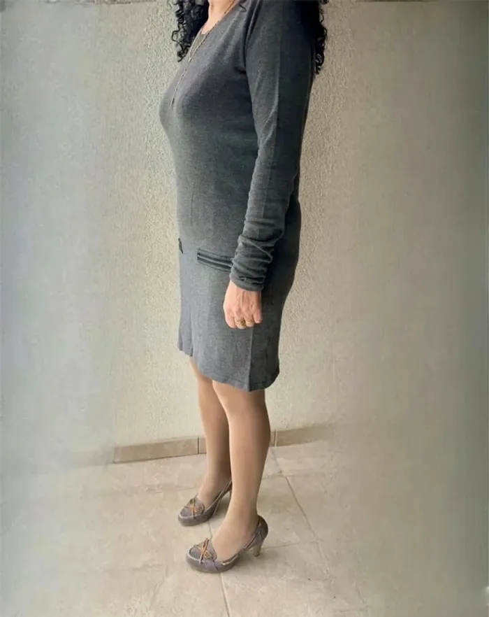 Vestido/Robe gris ajustado Talla L