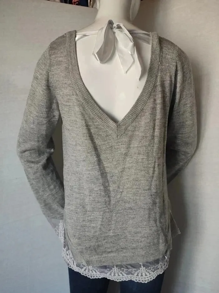 Pull gris dentelle - photo numéro 7