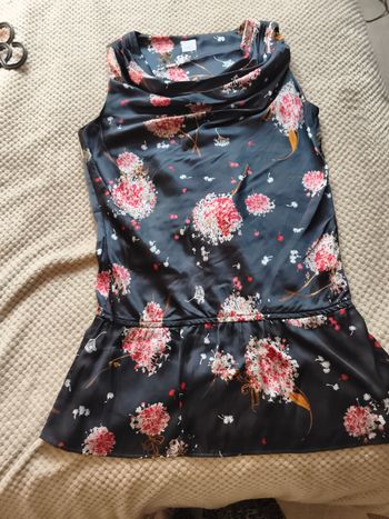 Tunique satin sans manche fantaisie gris foncé femme 