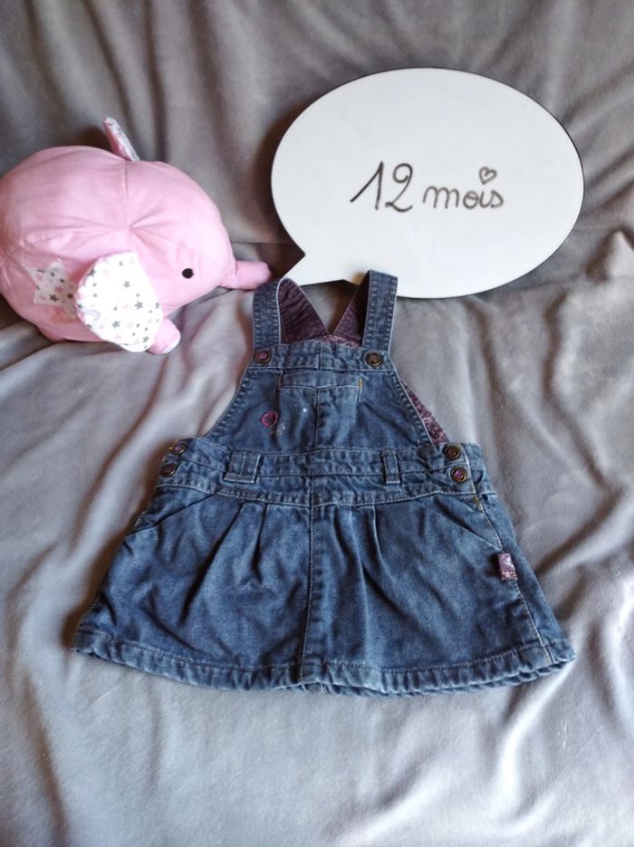 Robe jeans doublée style salopette Fille 12 mois Sergent Major 100% coton