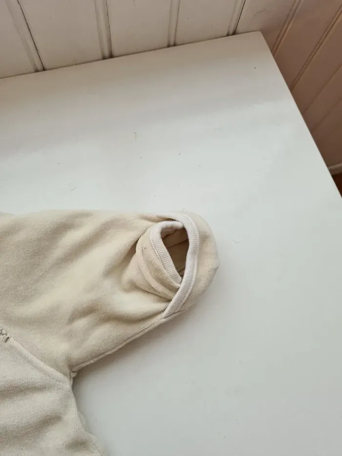 Combinaison mixte baby beige avec ourson, inclus chausson,chaud 3 mois 60cm bébé garçon fille bodies - photo numéro 3